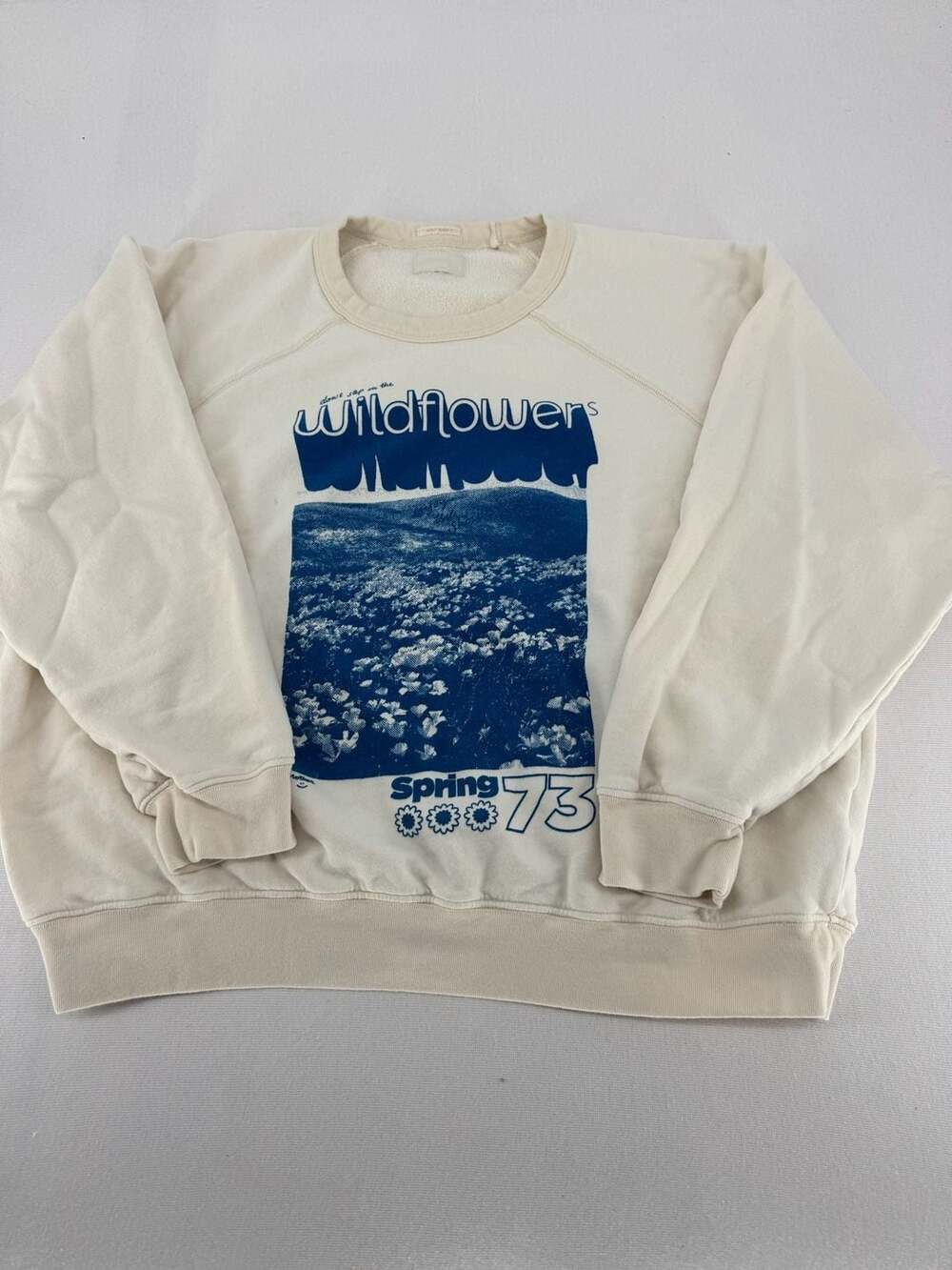 MOTHER Don't Step On The Wildflowers Graphic Sweatshirt Off White - Picture 2 of 10